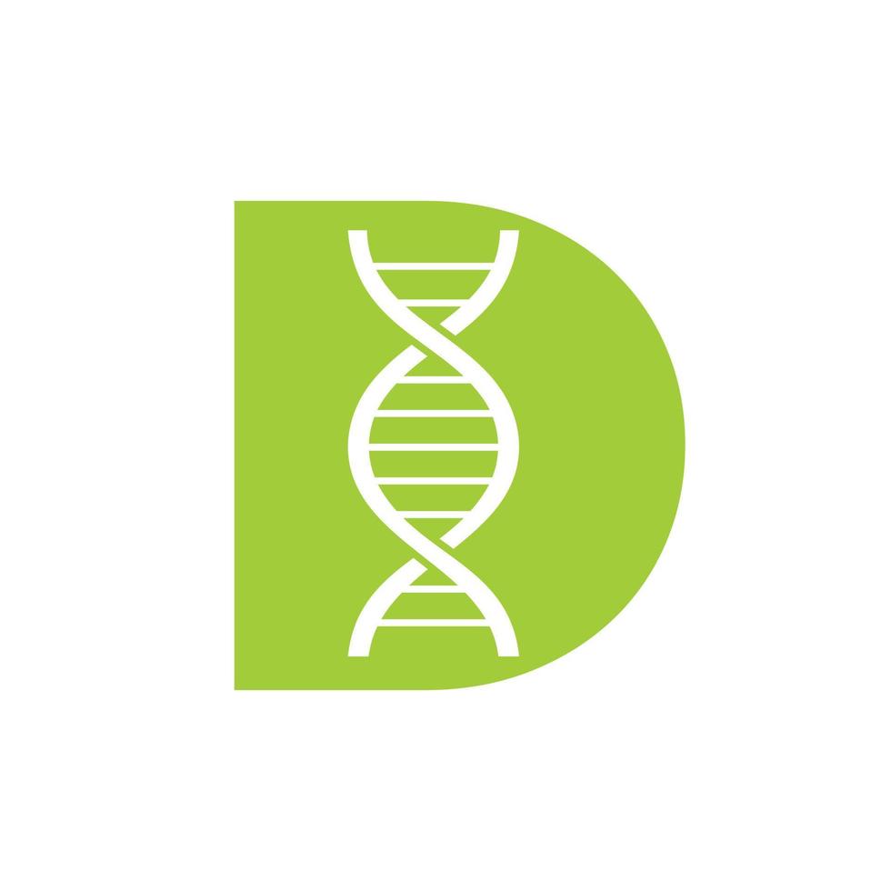 Initial Letter D DNA Logo Concept For Biotechnology, Healthcare And Medicine Identity Vector Template
