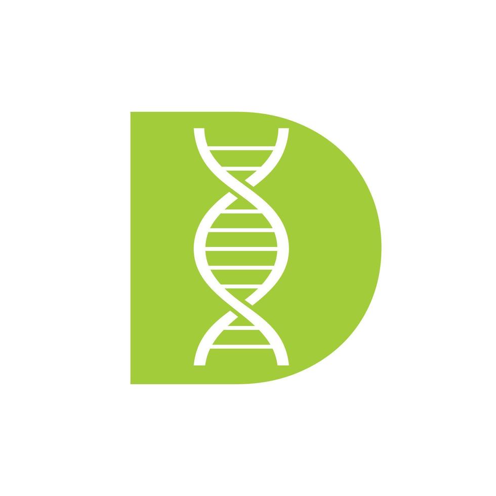 Initial Letter D DNA Logo Concept For Biotechnology, Healthcare And Medicine Identity Vector Template