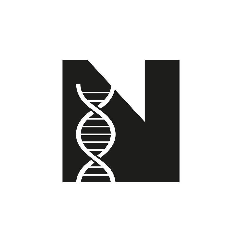 Initial Letter N DNA Logo Concept For Biotechnology, Healthcare And Medicine Identity Vector Template