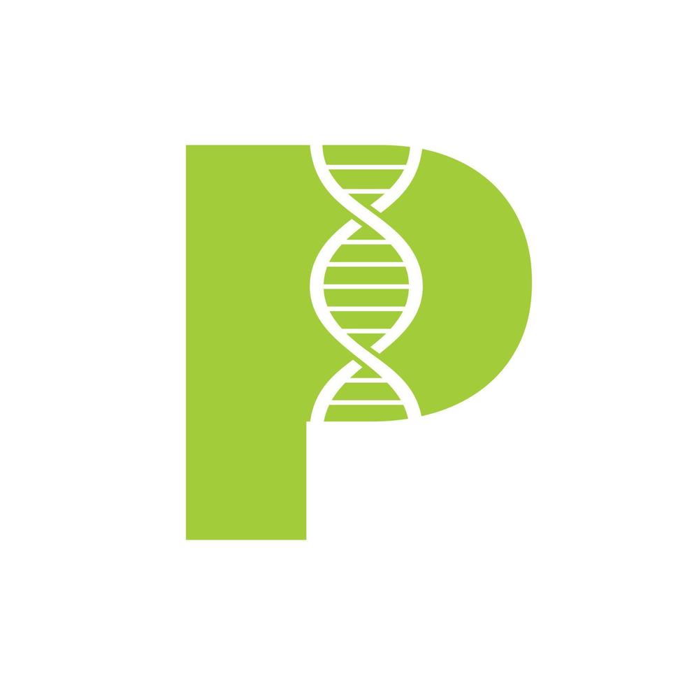 Initial Letter P DNA Logo Concept For Biotechnology, Healthcare And Medicine Identity Vector Template