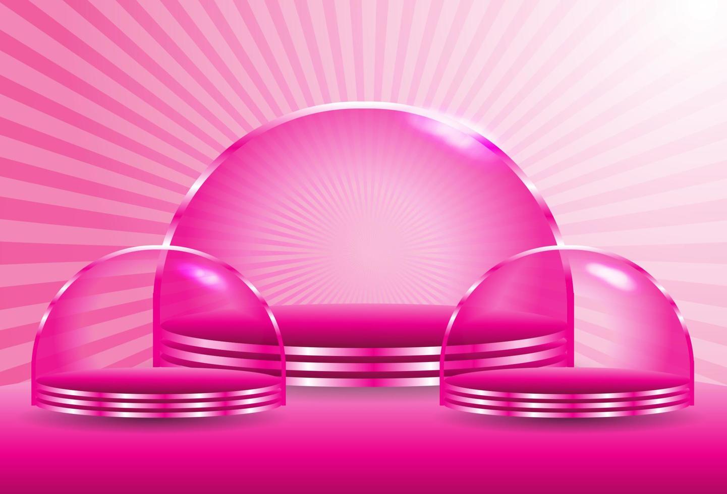 Trendy empty podium display for ads cosmetic product presentation, fashion magazine. Copy space vector illustration