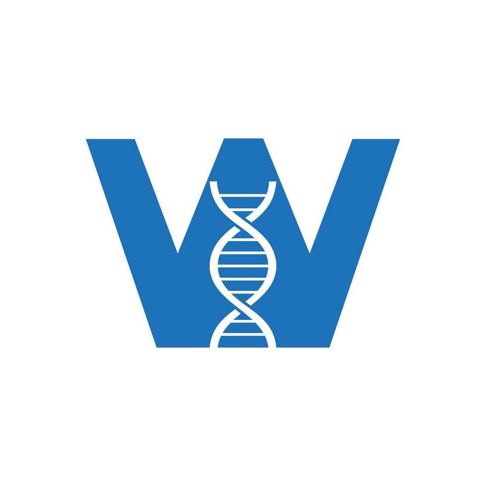 Initial Letter W DNA Logo Concept For Biotechnology, Healthcare And Medicine Identity Vector Template