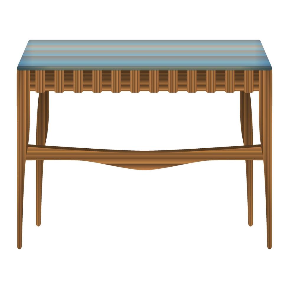 Folding wood table top view in realistic style. Turquoise table top. Home wooden furniture design. Colorful vector illustration on a white background.