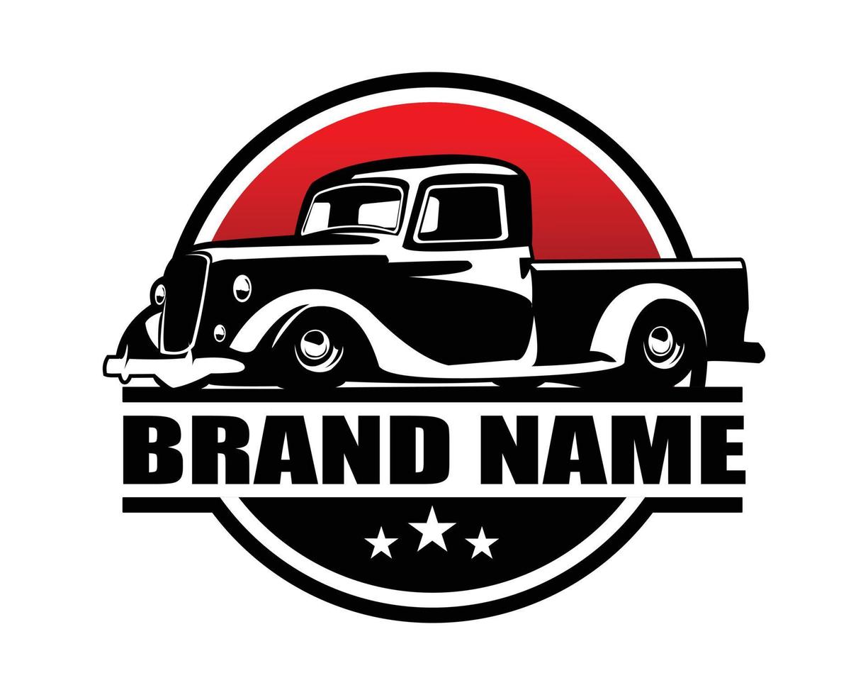 Logotipo de silueta de camión de 1935. vista de fondo blanco aislado desde un lado. mejor para insignias, emblemas, iconos, pegatinas de diseño, camiones industriales. EPS 10 disponible. vector