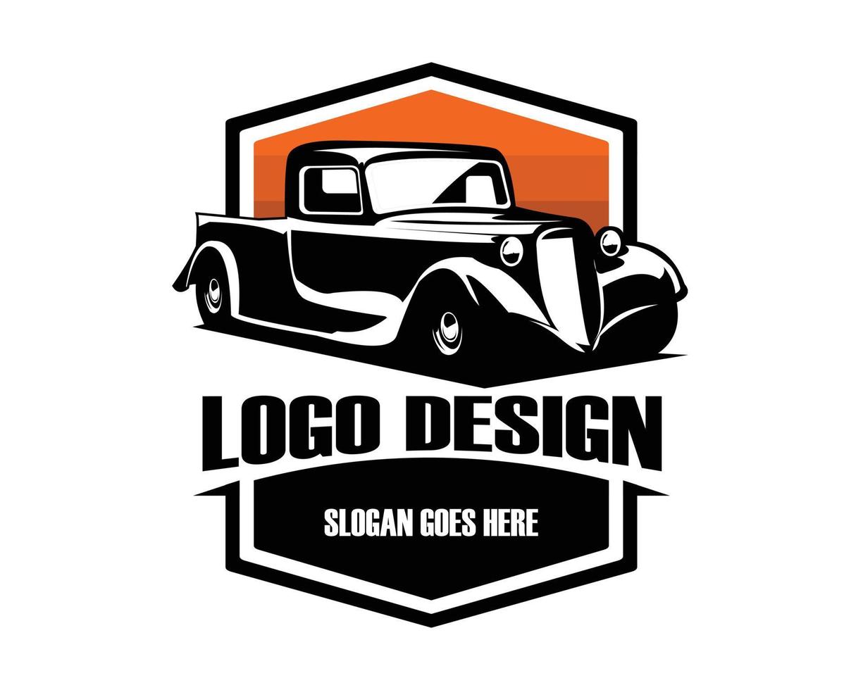 1935 truck silhouette logo premium design. isolated white background view from side. Best for badge, emblem, icon, sticker design, trucking industry. vector