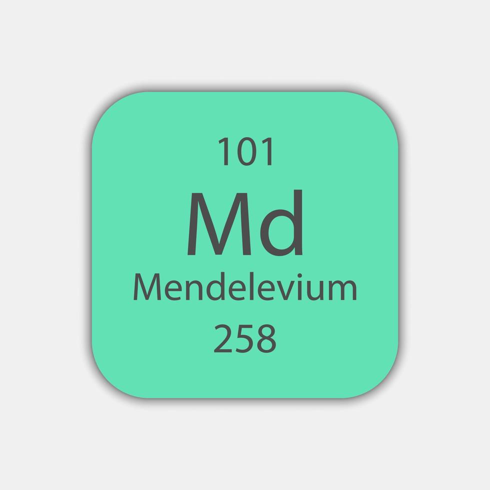 Mendelevium symbol. Chemical element of the periodic table. Vector illustration.