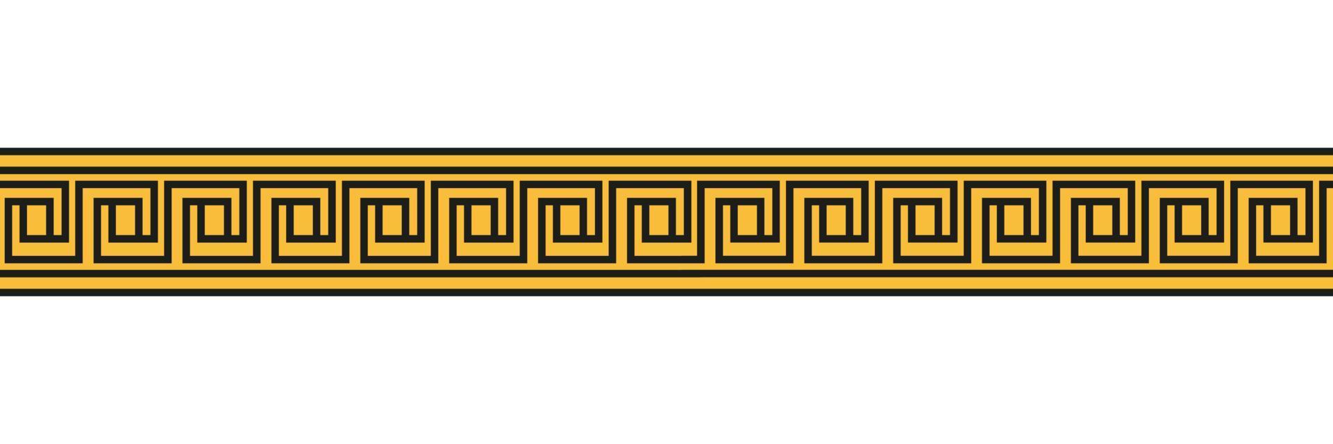 Seamless meander patterns. Greek meandros, fret or key. Ornament for Acient Greece style borders. Vector illustration