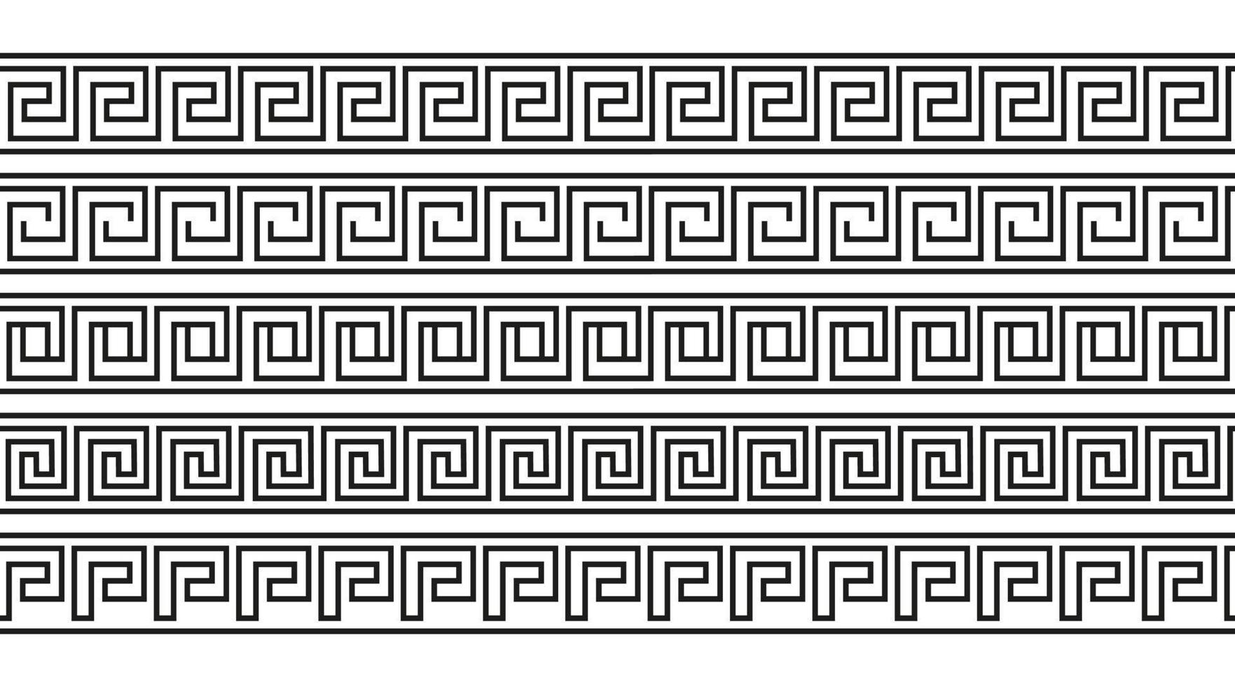 patrones de meandro sin fisuras. meandros griegos, traste o clave. adorno para los bordes del estilo de la antigua grecia. ilustración vectorial vector