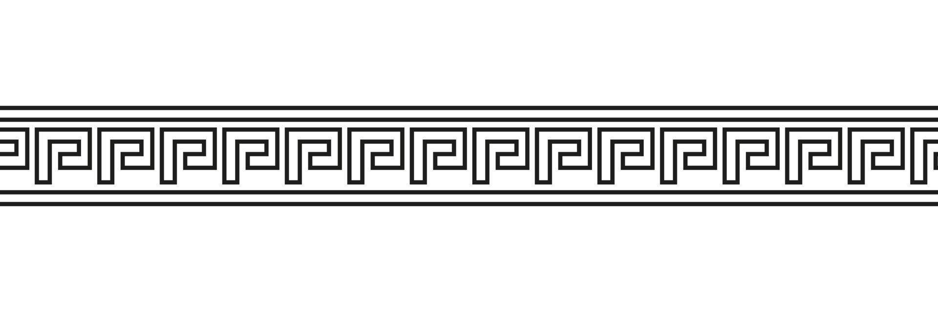 Seamless meander patterns. Greek meandros, fret or key. Ornament for Acient Greece style borders. Vector illustration