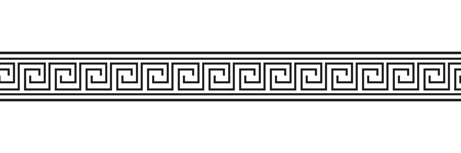 Seamless meander patterns. Greek meandros, fret or key. Ornament for Acient Greece style borders. Vector illustration