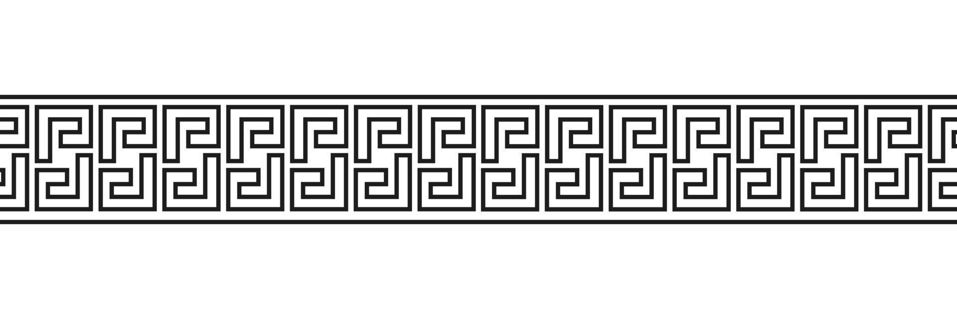 Seamless meander patterns. Greek meandros, fret or key. Ornament for Acient Greece style borders. Vector illustration