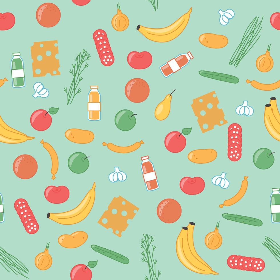 Grocery seamless pattern. Vector illustration