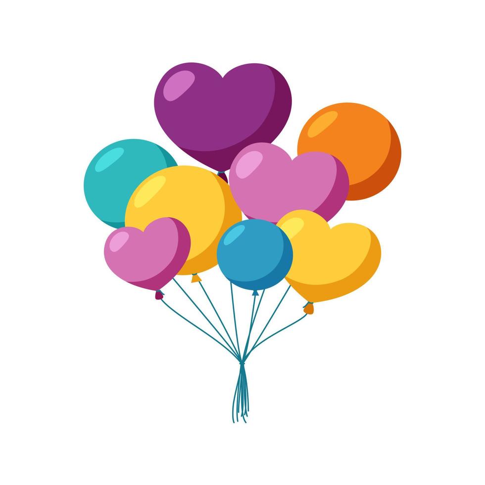 Bunch of balloons. Flying balloons for a party or celebration. Vector illustration