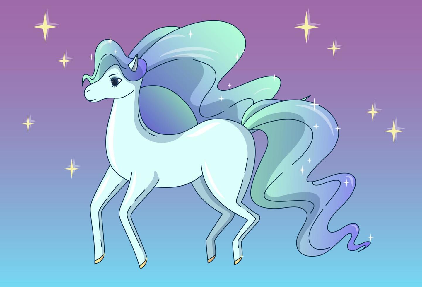 Magic horse with waving tail. Horse vector illustration