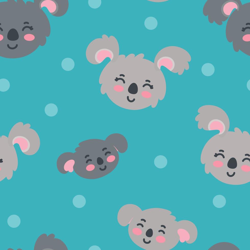 patrón impecable con la familia koala. padres e hijos felices. ilustración vectorial vector