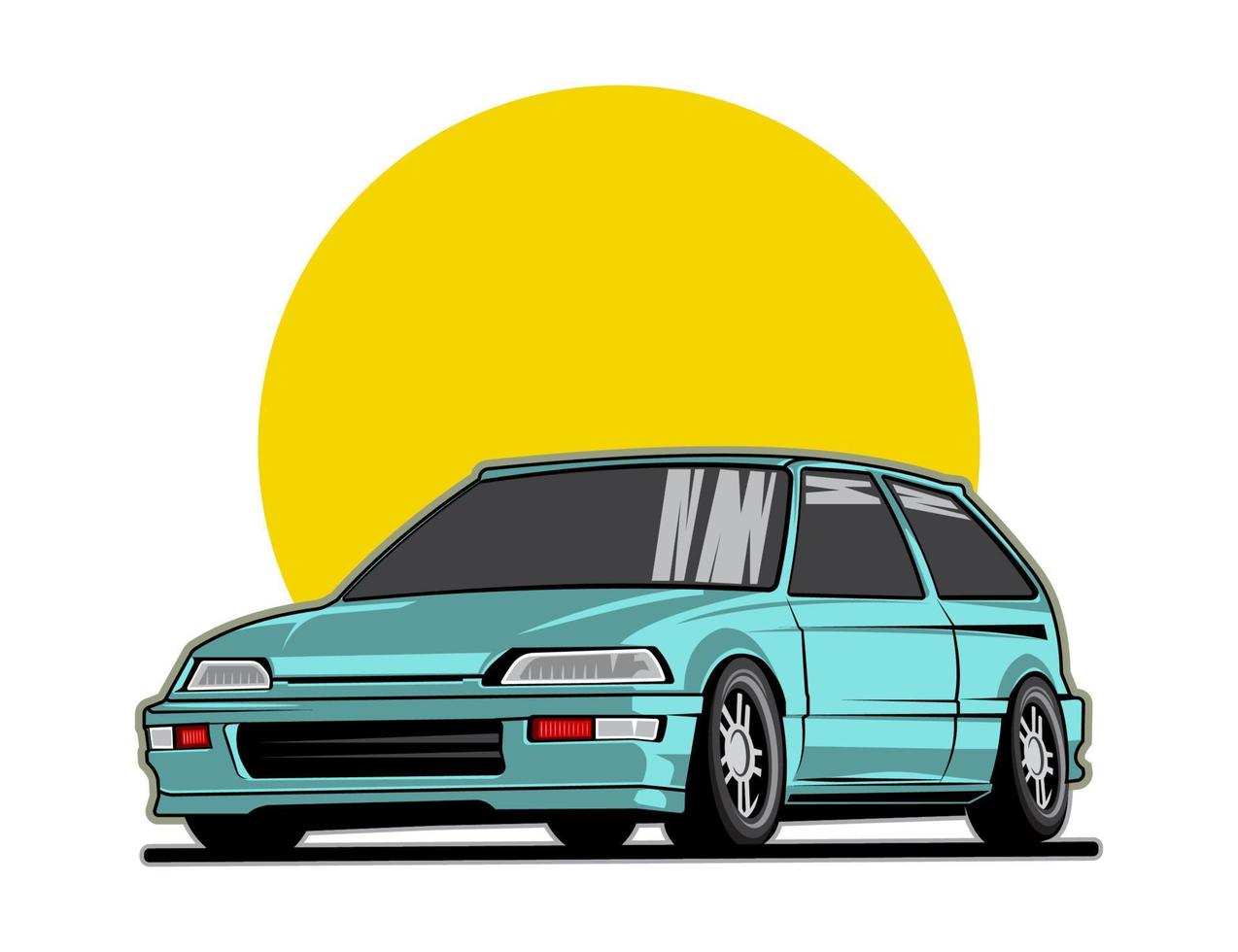 diseño de automóviles japoneses en color de tono azul para el vector gráfico de ilustración de automóviles