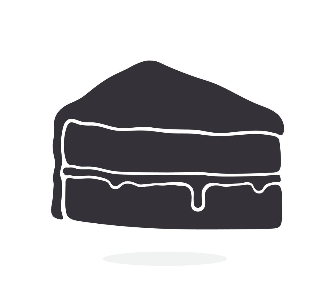 Silhouette icon of a piece of cake with glaze cream fondant and confiture vector
