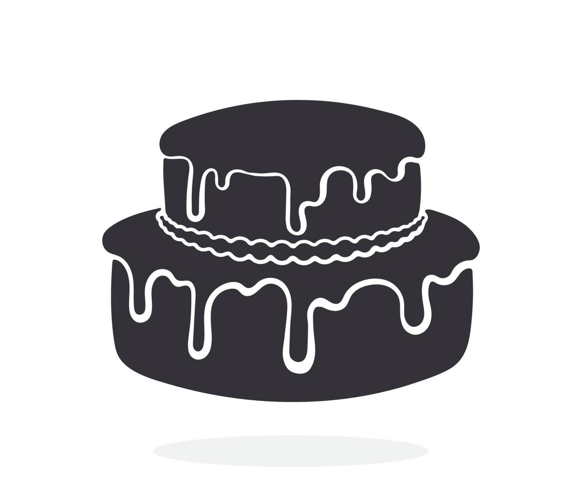 Silhouette icon of double-tiered cream cake with glaze vector