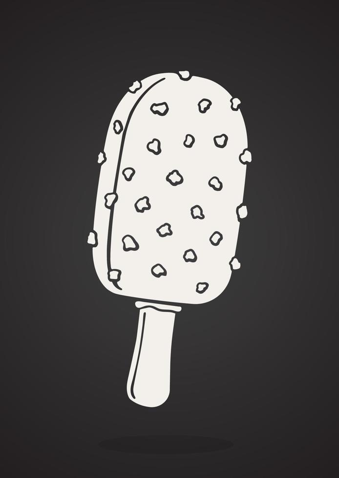 icono de silueta de helado choc-ice con nueces vector