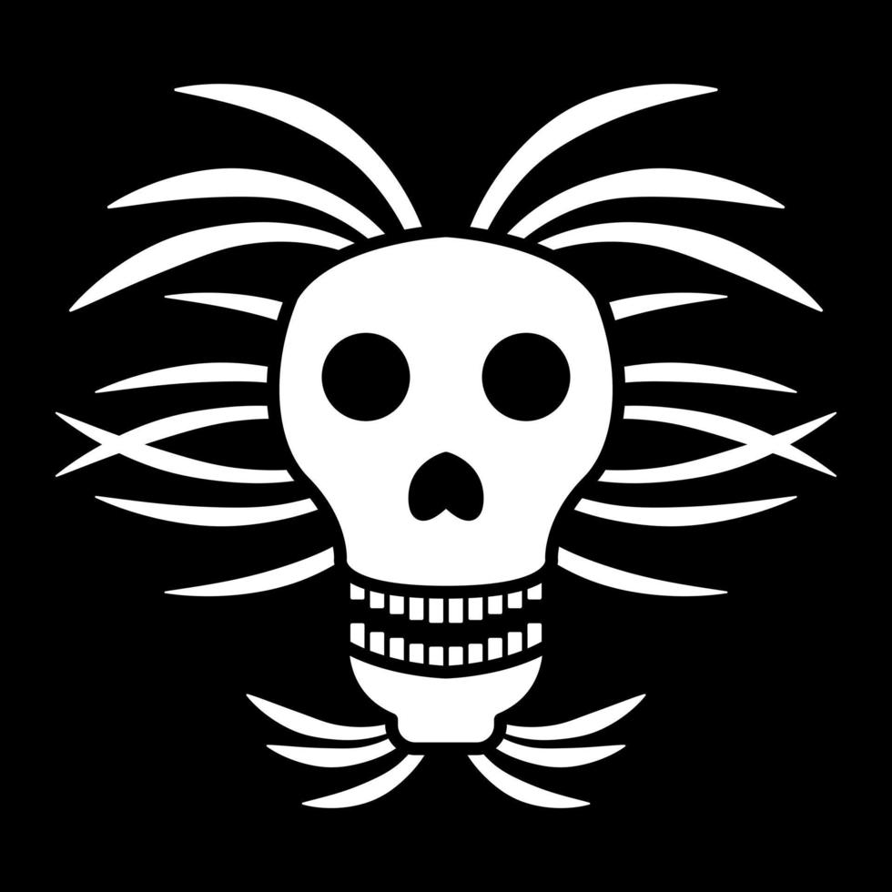 Skull face logo illustration on black background vector