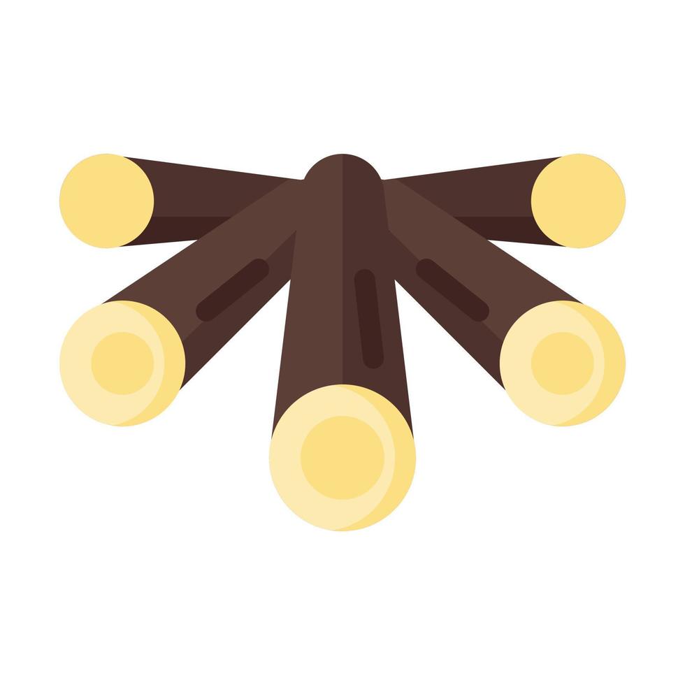 Firewood icon in flat style vector, campfire icon, wood icon, nature, winter vector