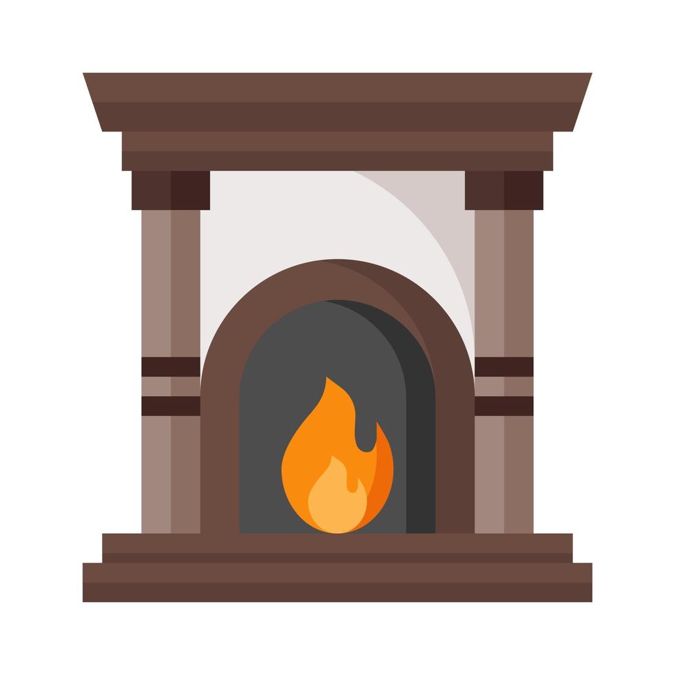 Fireplace icon in flat style vector, chimney icon, building, interior vector
