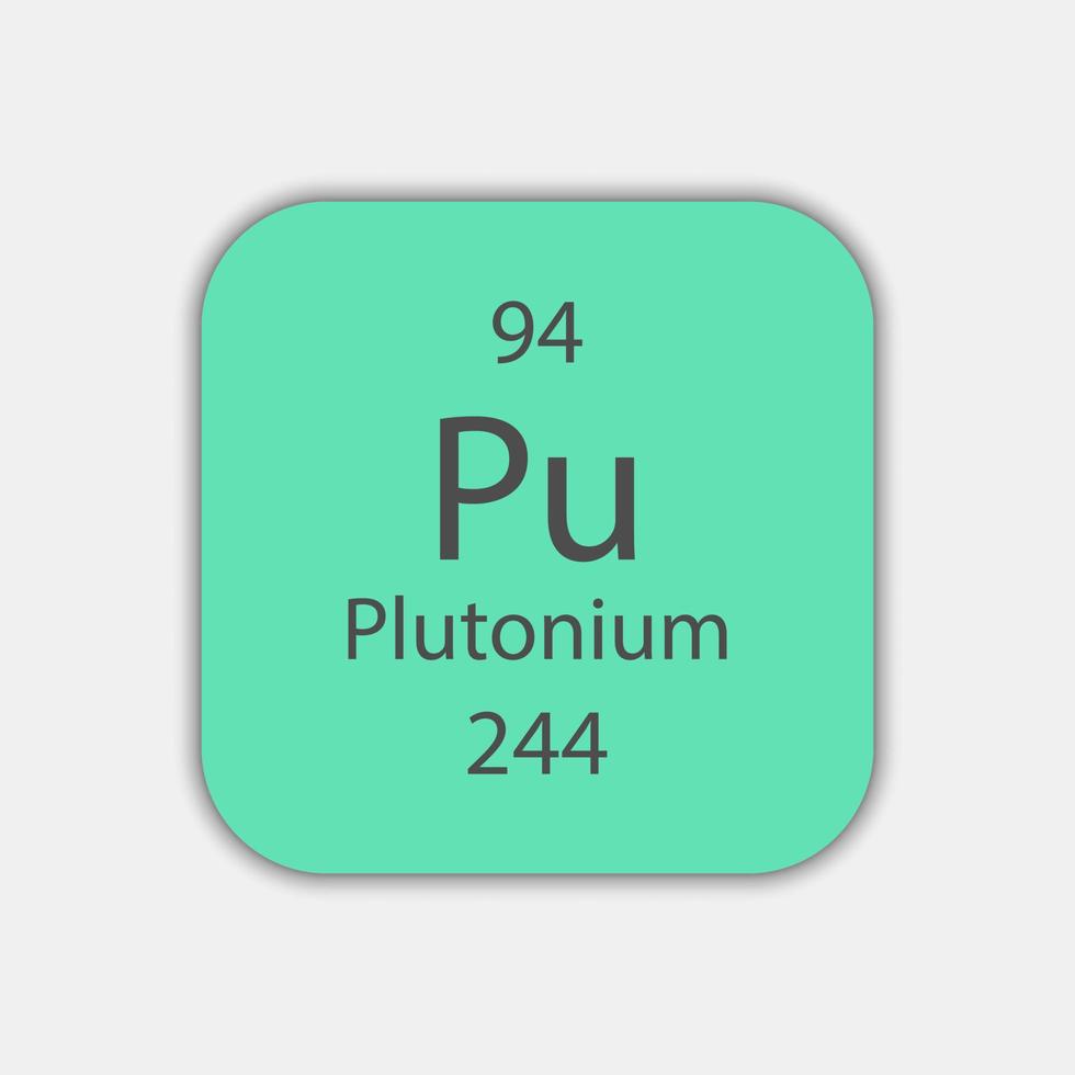 Plutonium symbol. Chemical element of the periodic table. Vector illustration.