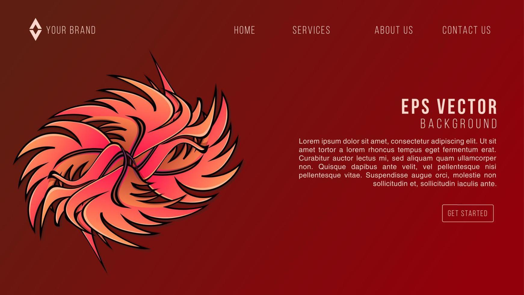 Autumn red website background with leaves. Vector illustration