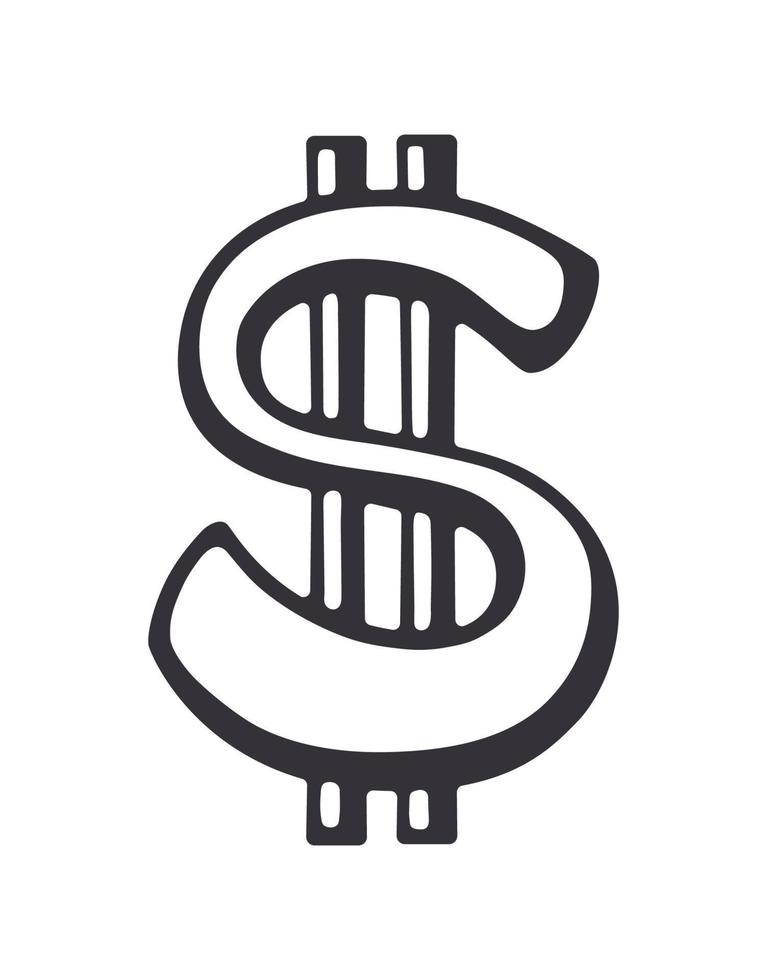 Silhouette of American dollar sign with two vertical lines vector