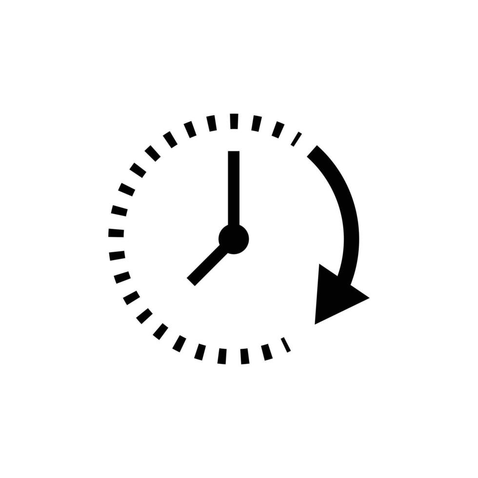 eps10 vector negro paso del tiempo icono abstracto o logotipo aislado sobre fondo blanco. símbolo de contorno de reloj o reloj en un estilo moderno y plano simple para el diseño de su sitio web y aplicación móvil