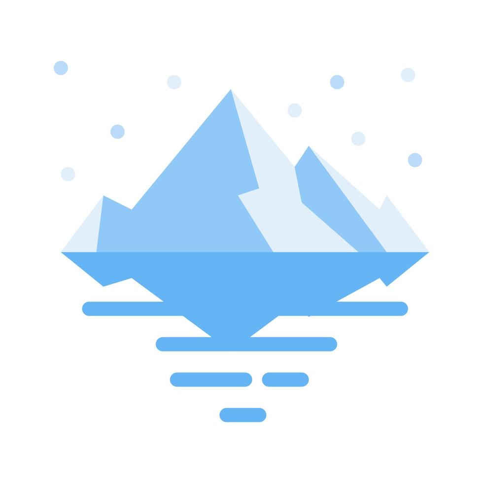 icono de iceberg en vector de estilo plano, montaña nevada, icono de invierno, icono de montaña