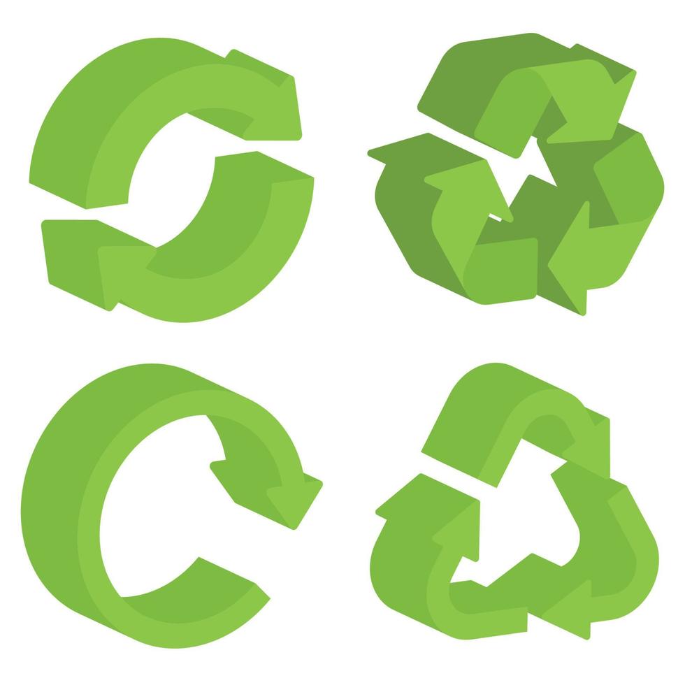 3d conjunto de signos de reciclaje vector