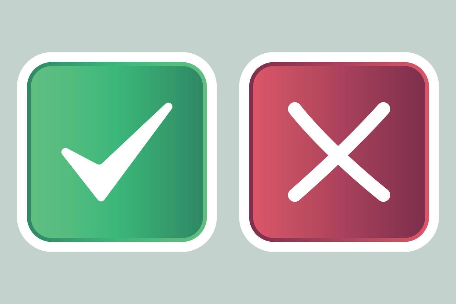Gradient Check Mark And Cross Set vector