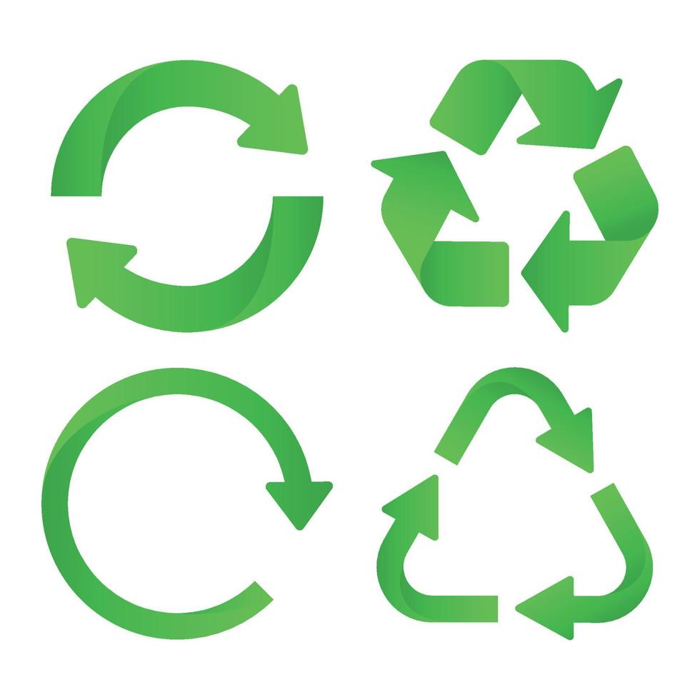 conjunto de cuatro señales de reciclaje verde graidnet vector