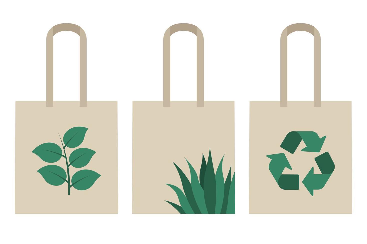 Three Eco Friendly Shopping Tote Bags vector