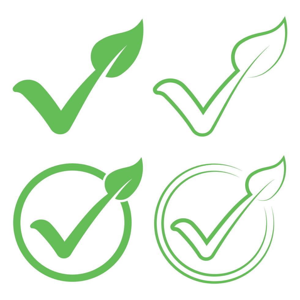 Set Of Green Leaf Check Marks vector
