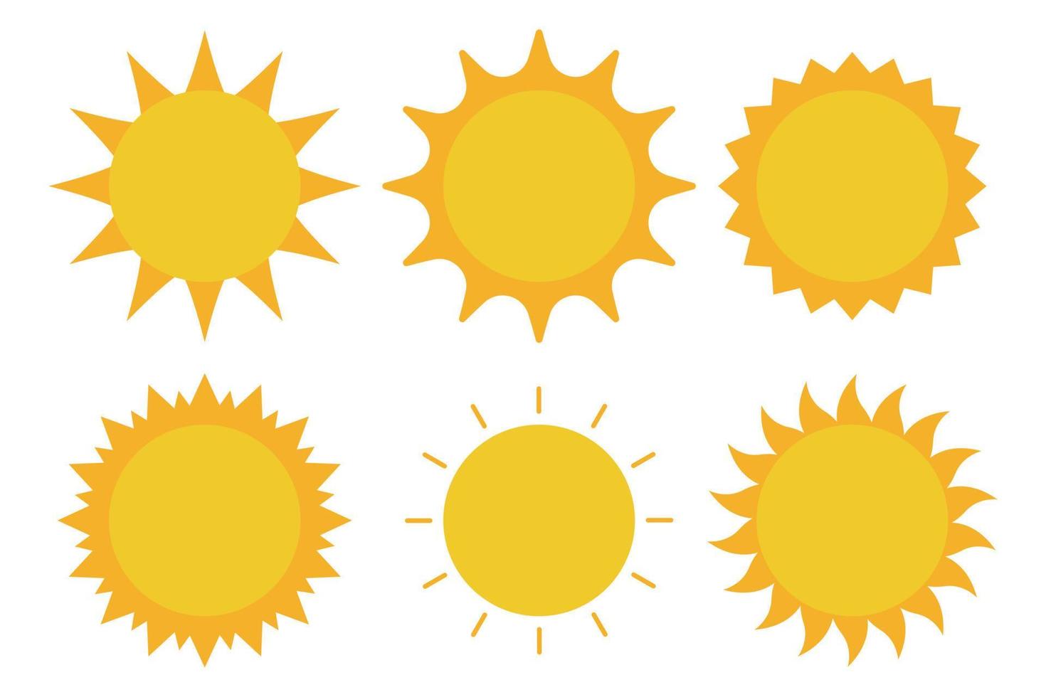 Set Of Six Different Style Suns vector
