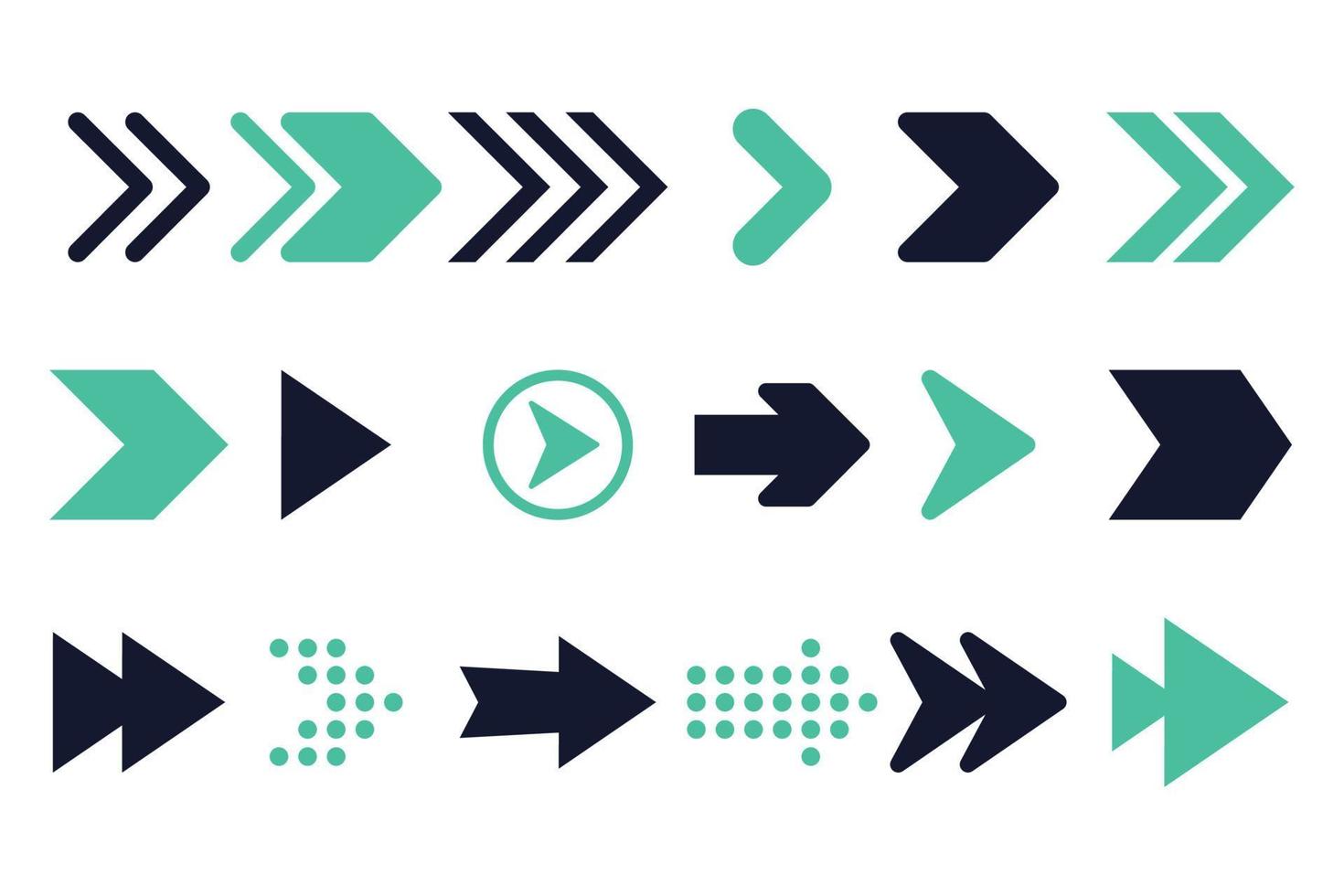 Set Of Green And Navy Right Arrows vector