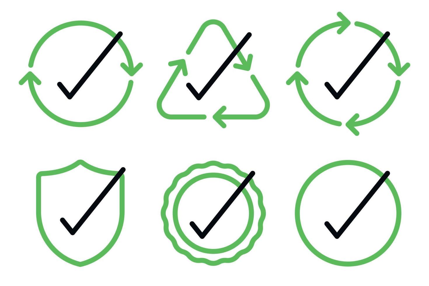 Set Of Recycle Sign Check Marks vector