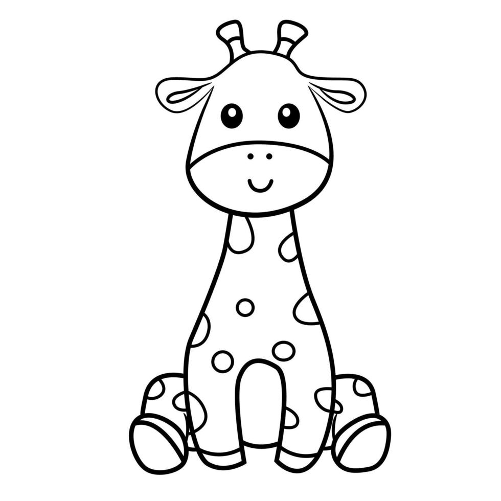 Cute giraffe, Illustration Vector of Black Giraffe, good for kids coloring book, free vector, etc.