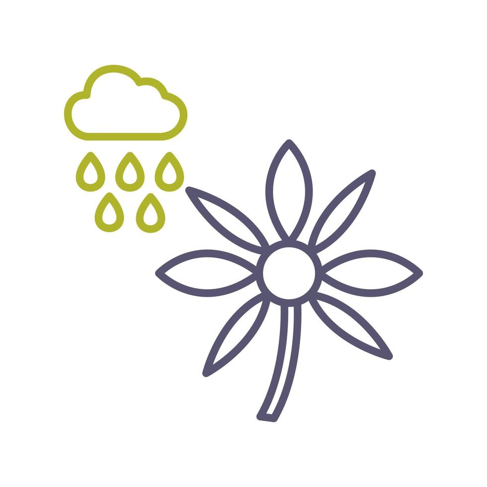 flor con icono de vector de lluvia