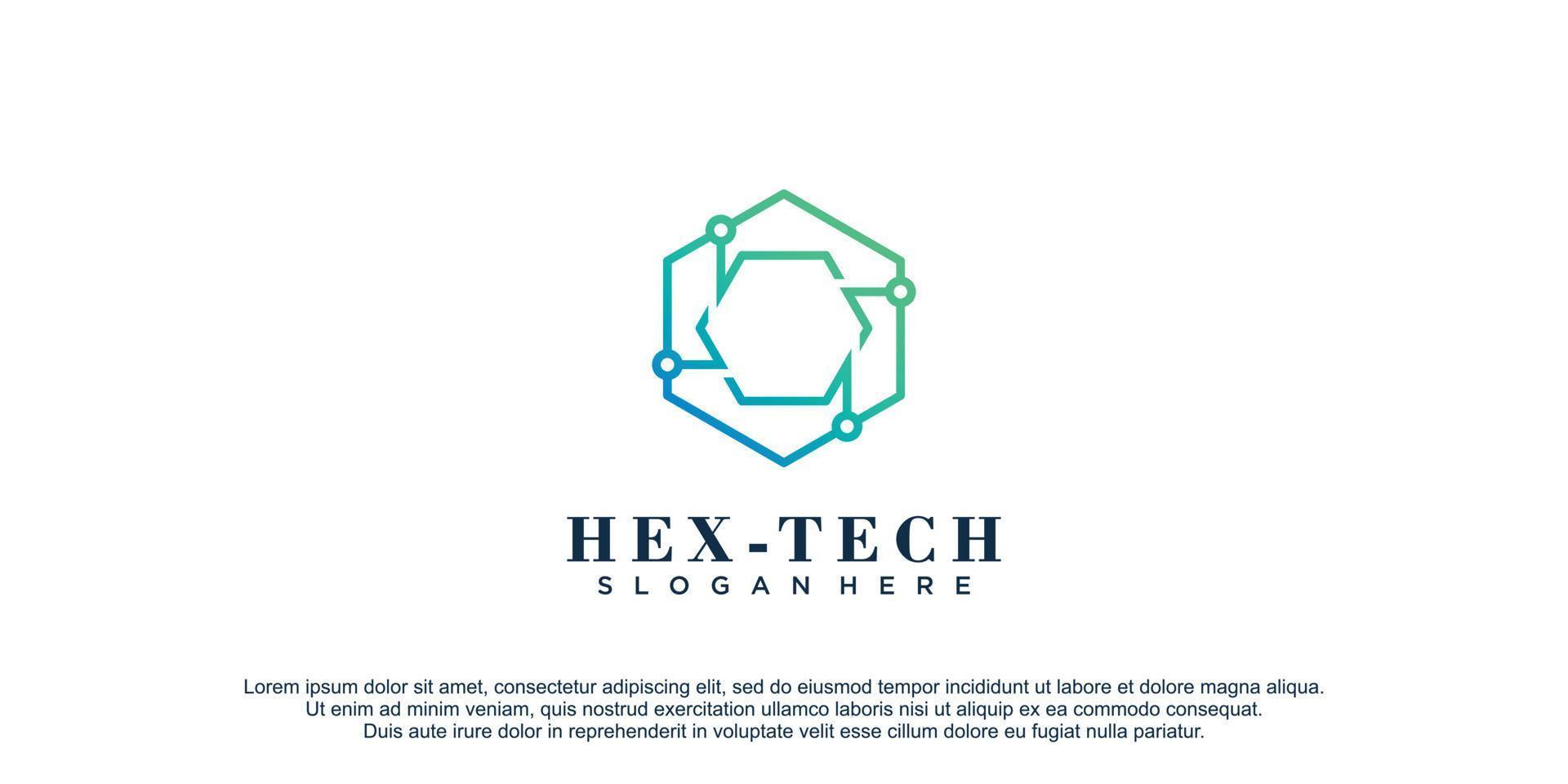 Hexagon logo with tech concept design icon vector illustration