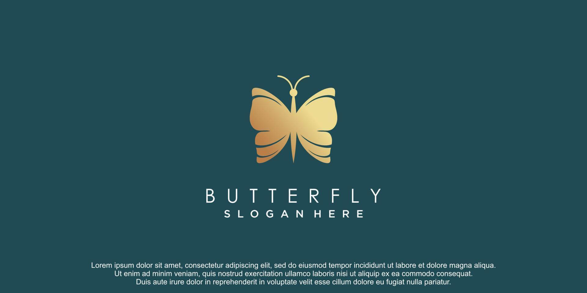 logotipo de mariposa con diseño creativo para plantilla de icono de negocio de belleza vector