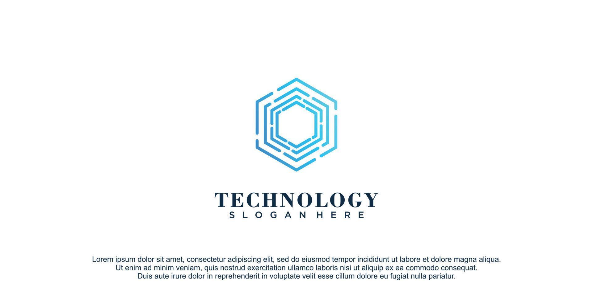 Hexagon logo with tech concept design icon vector illustration