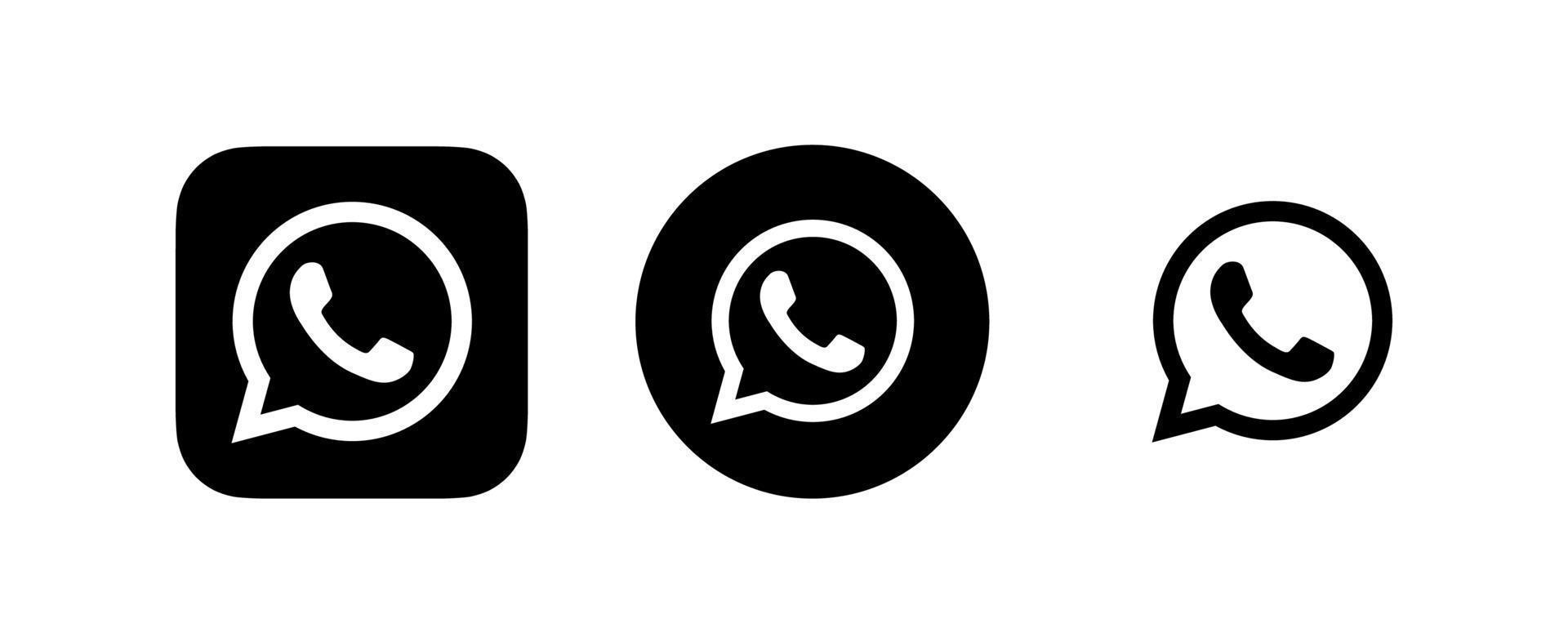 logotipo de whatsapp negro, icono de whatsapp negro vector gratis