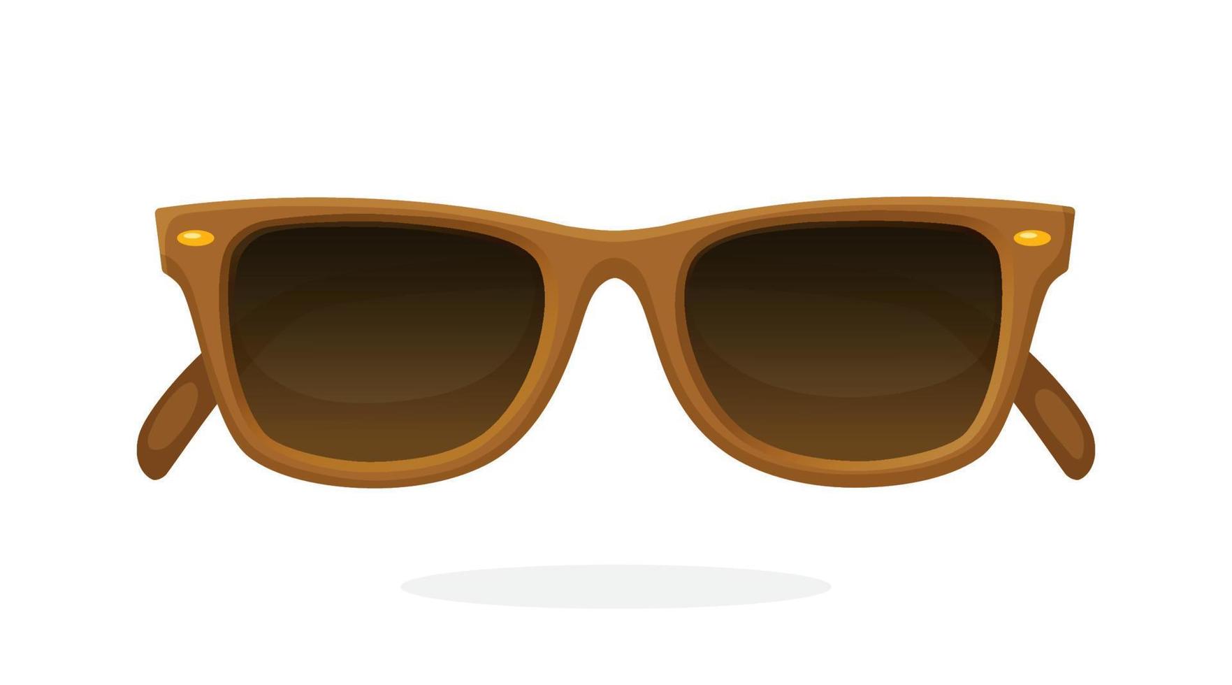 Retro sunglasses with brown horn-rimmed frames and brown lenses. Vector illustration in cartoon style. Summer accessory. Eyewear for protection from sun beam