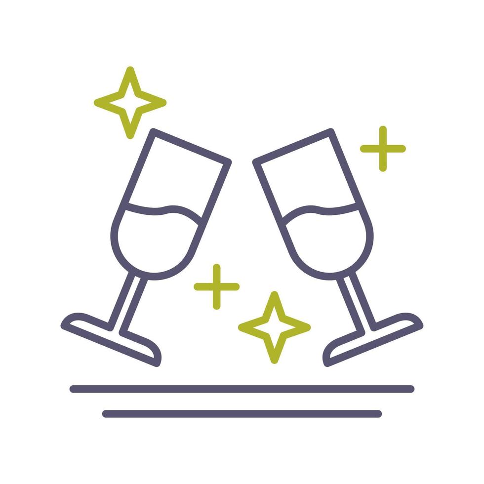 Two Glasses Romantic Vector Icon