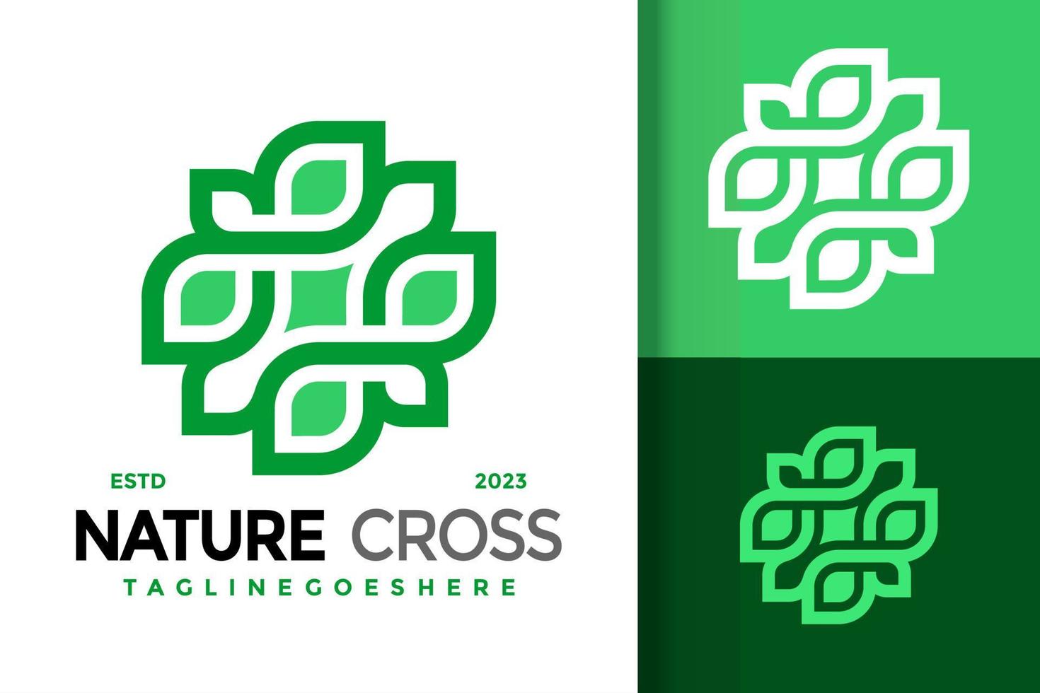 Abstract Nature Cross Leaf Logo Logos Design Element Stock Vector Illustration Template