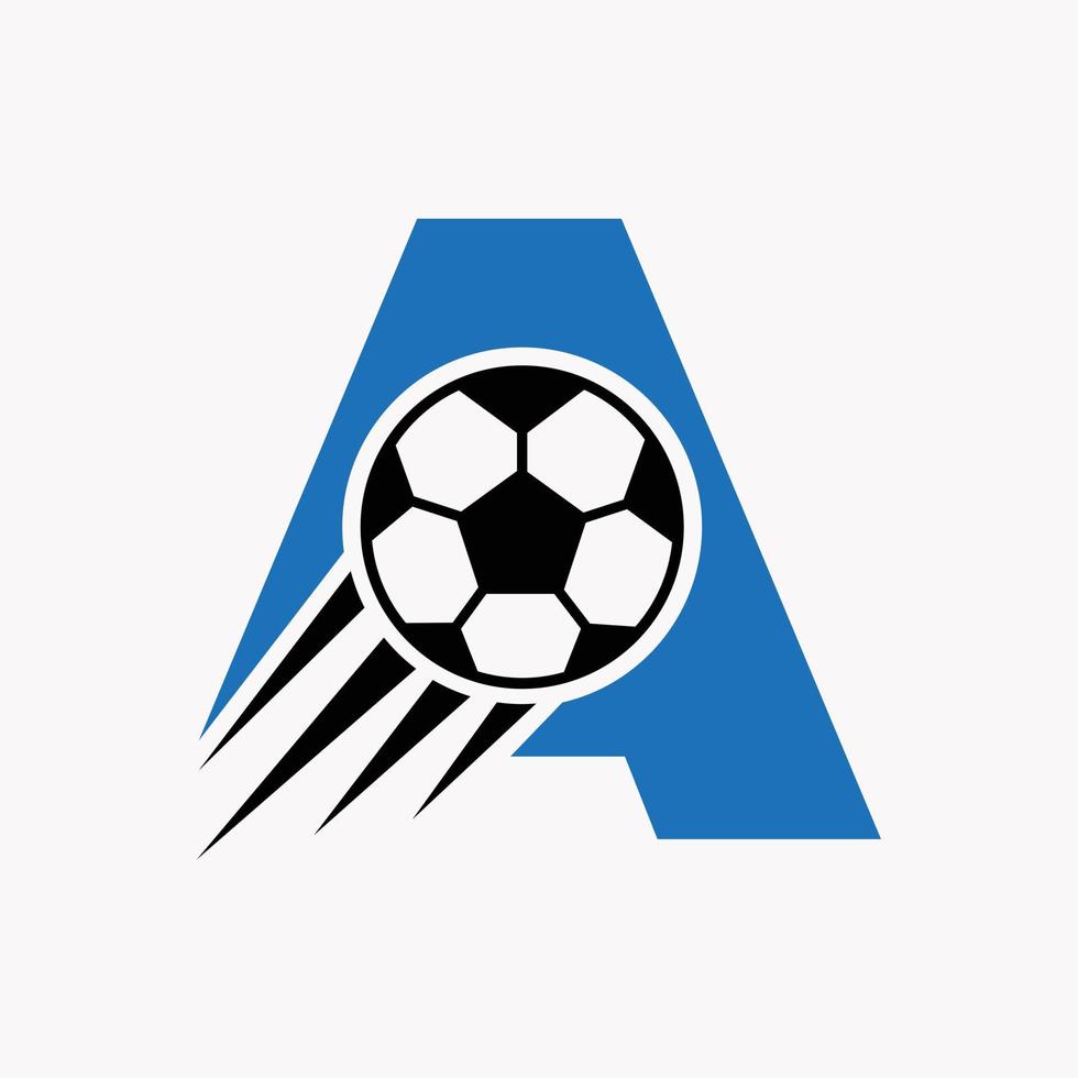 letra inicial un concepto de logotipo de fútbol con icono de fútbol en movimiento. símbolo de logotipo de fútbol vector
