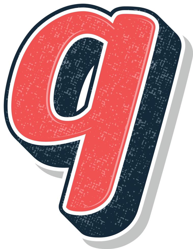 Vintage style 3d illustration of letter q vector